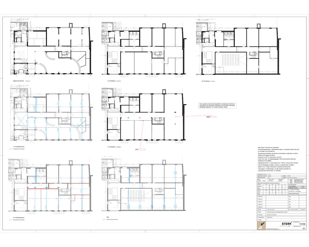 Verbouwing kantoor Tilburg bouwtekening